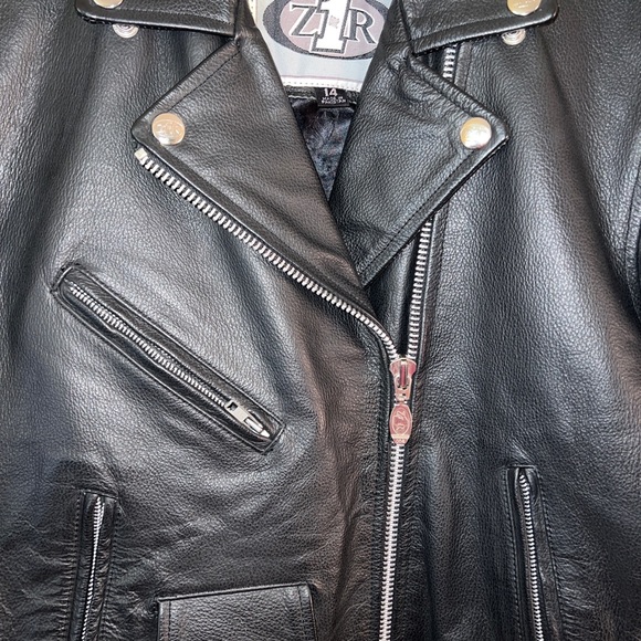 Womens Size 14 Vintage Black Leather Z1R Motorcycle Quilted Jacket - Picture 3 of 9